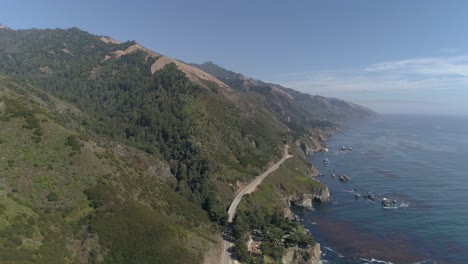 Aerial-Slow-Motion-view-of-Water-Fall-McWay-Falls-Julia-Pfeiffer-Burns-Park-Big-Sur-California