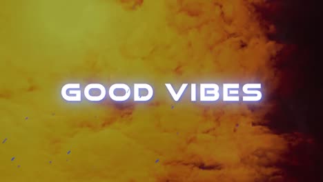 animación de buenas vibraciones texto sobre nubes en el fondo