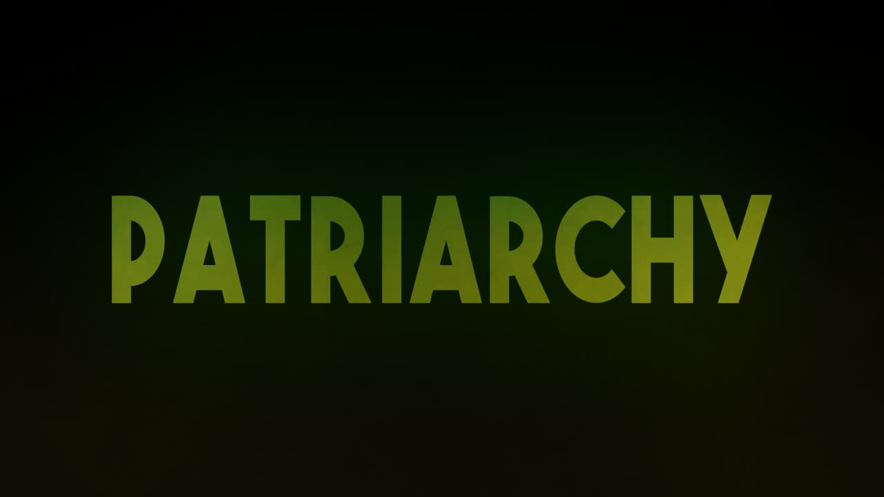 녹색 독성 가스의 상승 구름, 텍스트 가부장제를 드러내고, 어 ⁇ 에서 불길한 빛으로 나타납니다.