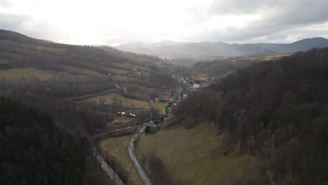 Polish-mountains,-beautiful-weather,-drone-shot