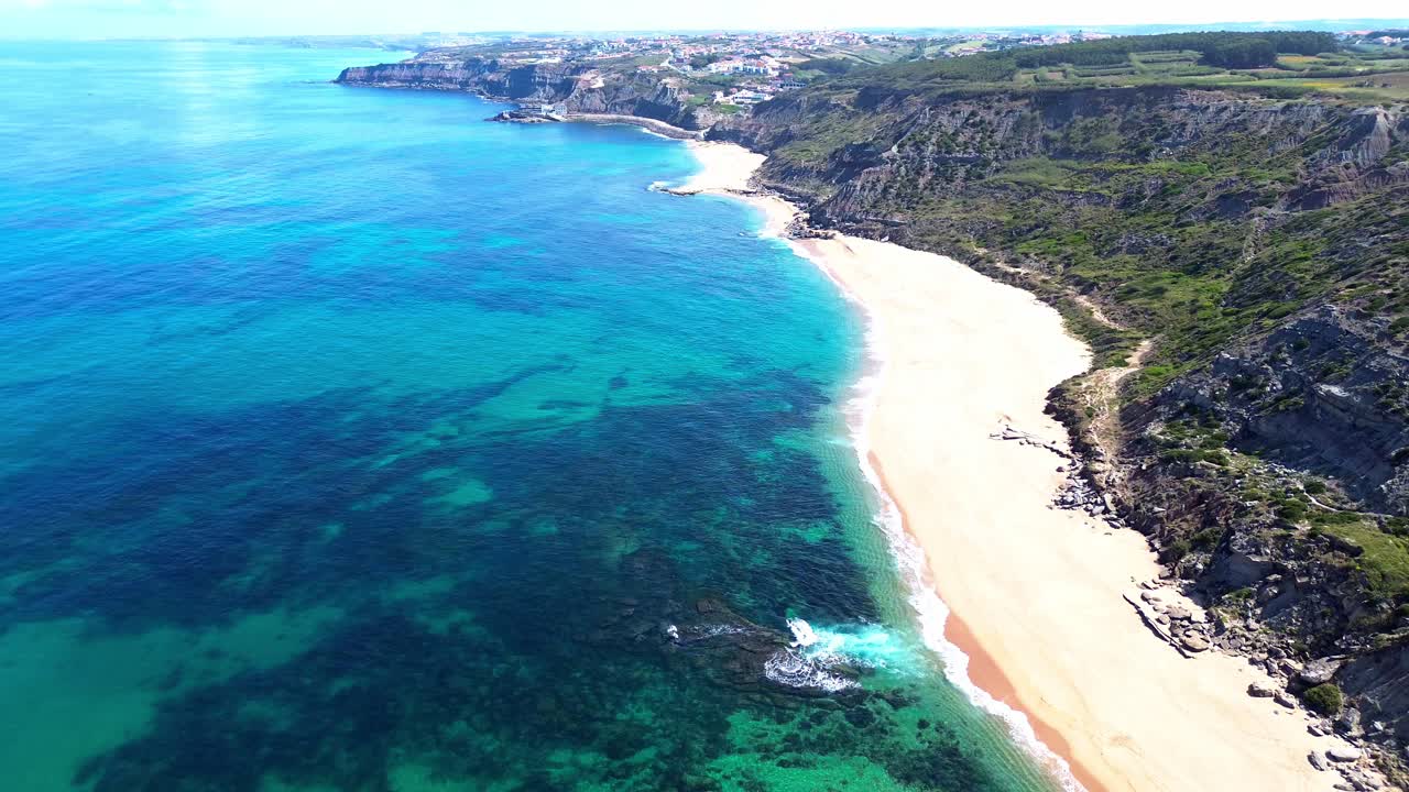 푸른 바다, 파도 충돌, 열대 해변, 거친 해안선, 4k