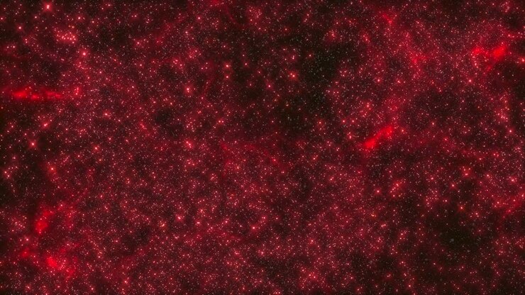 Vibrant red and black background with delicate white dots