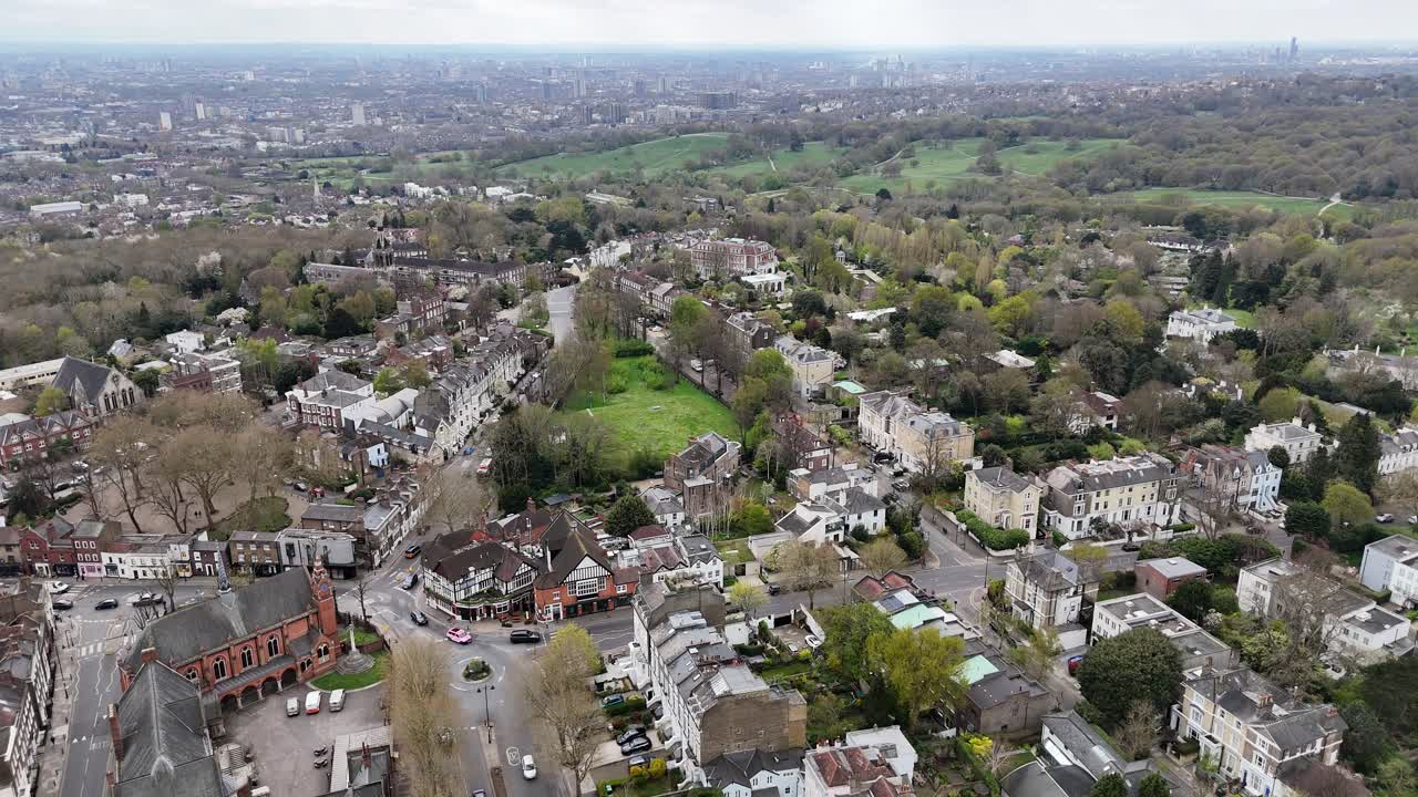 Highgate North London UK drone, aerial high angle 4K footage