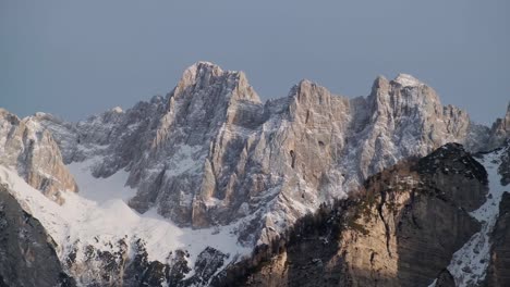 driving and looking over the highest mountain pass in slovenia of vrsic