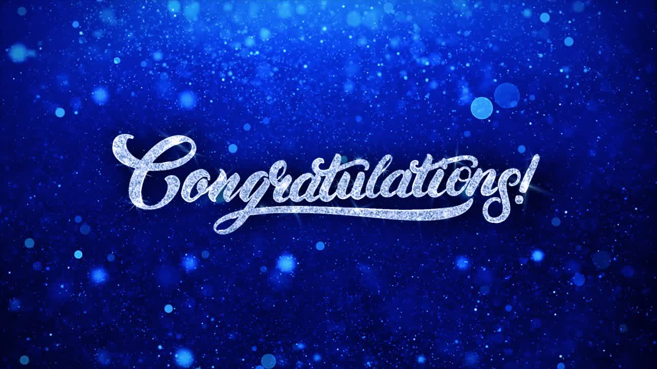 Congratulations - Sparkling Blue Text