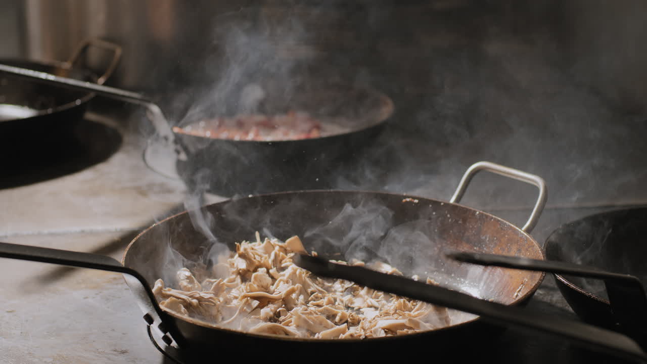 Mushrooms Being Saut&eacute;ed in a Hot Pan