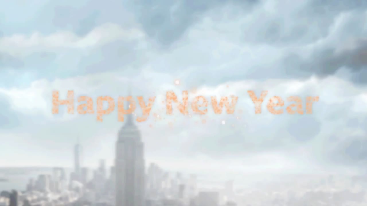 新年明けましておめでとうございます ⁇ 花火が爆発し ⁇ 都市風景の空中景色が映っています ⁇