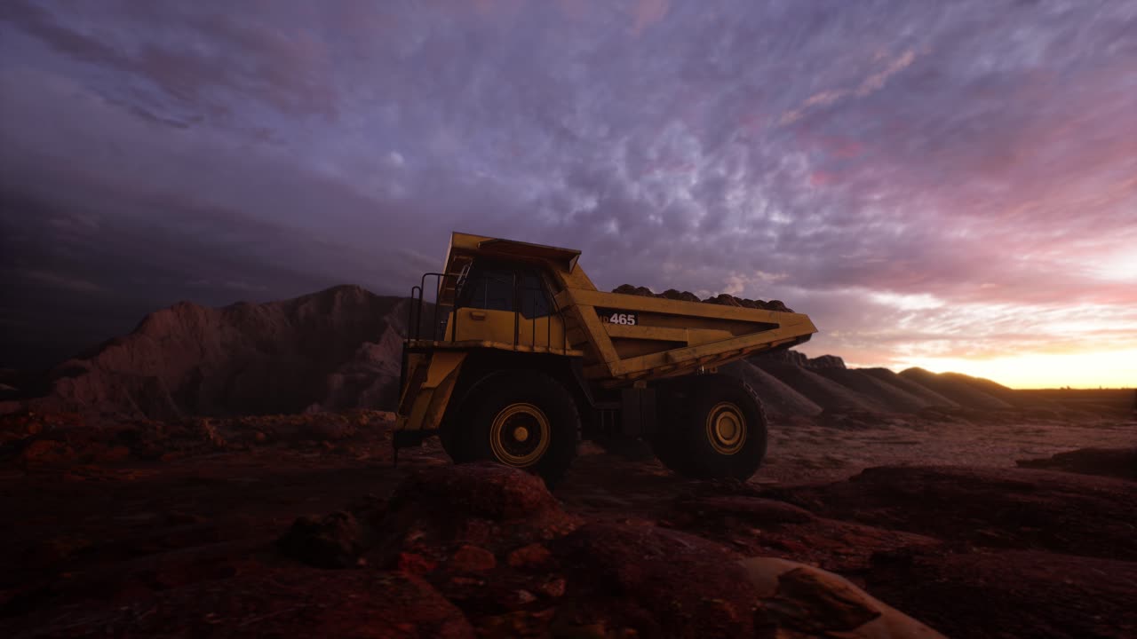 Yellow Dump Truck, Truck Mining At Mining Site