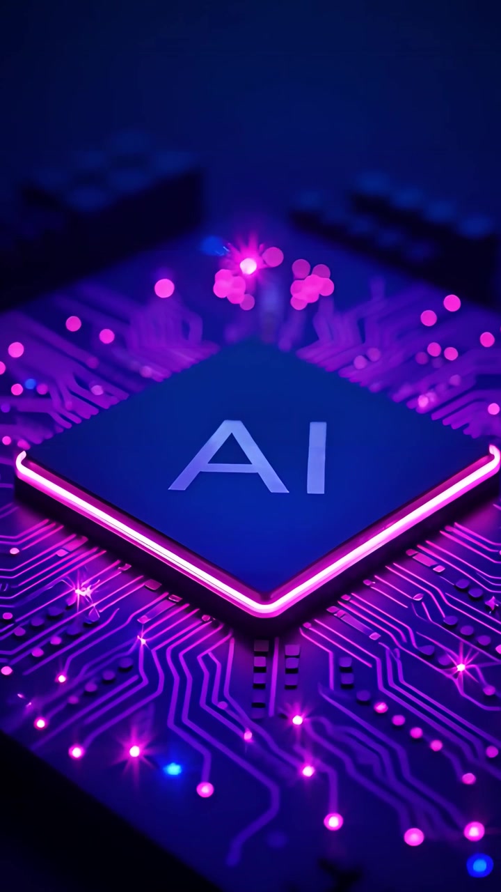 Sfondo Tecnologico Futuristico con Scheda Madre e Chip AI 4K