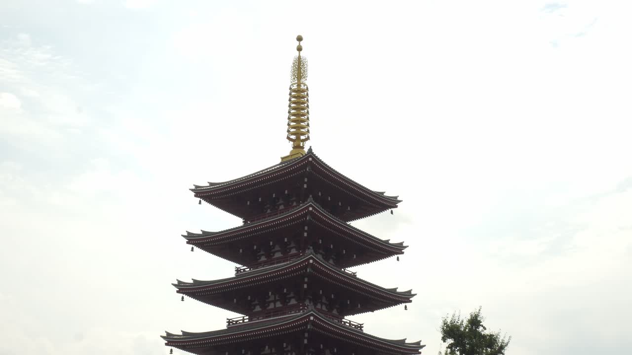 Five-Storied Pagoda Of Sensō-ji Temple In Asakusa, Tokyo, Japan. Close-up Shot