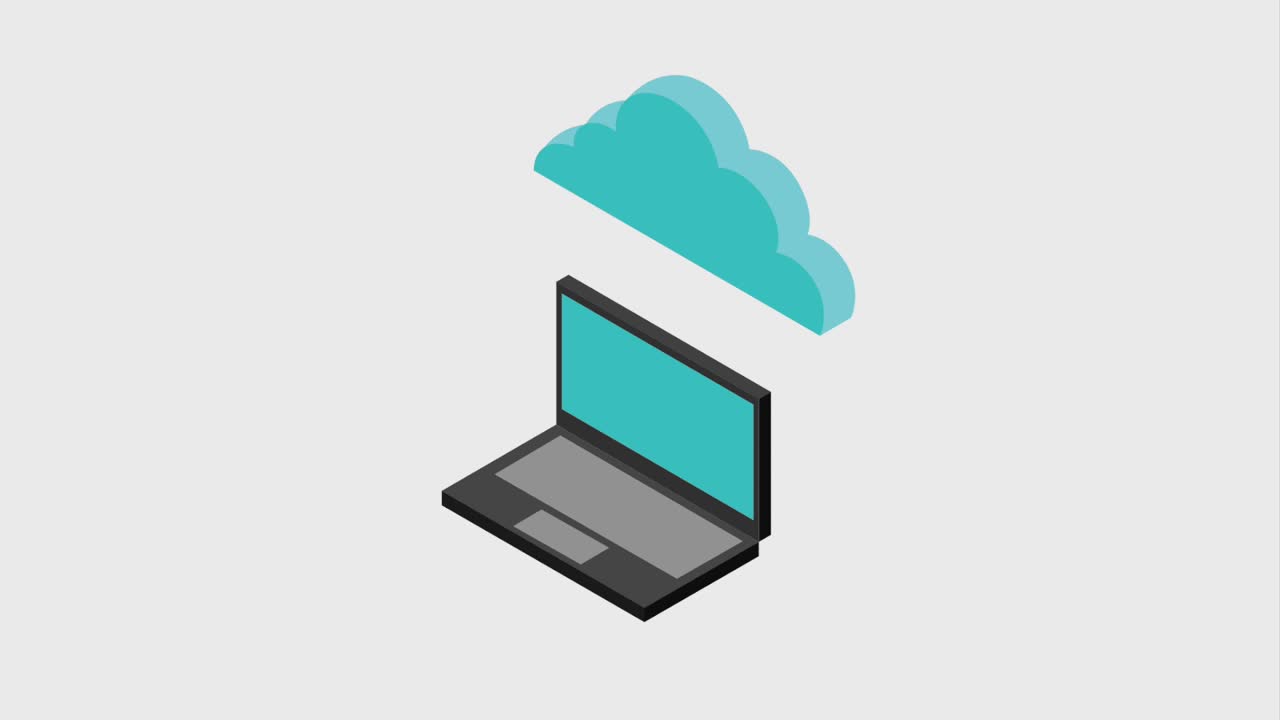 laptop with cloud storage 3d icons