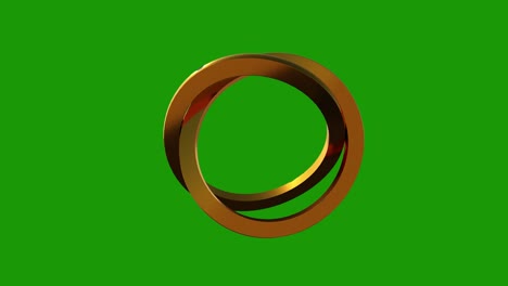 abstract gold rings on green background