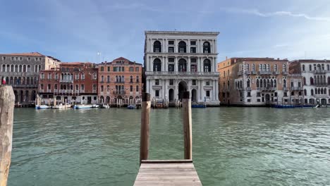 4k gimbal shot of grand canal and venetian architecture, venice, italy