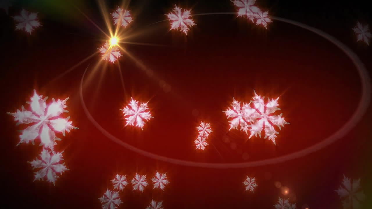 은 배경 위의 눈송이와 반이는 조명 애니메이션