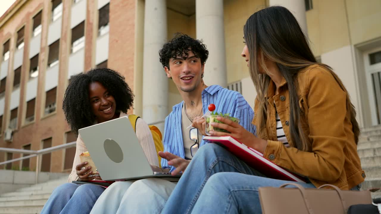 College students studying together on campus