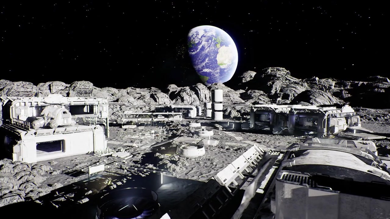 Astral resource station equipped with robotic diggers and conveyor systems