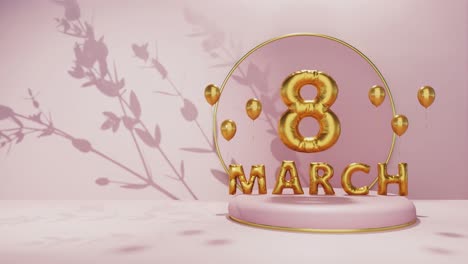 march 8 international women's day is a global holiday animation of flower pink background for e-commerce sale products