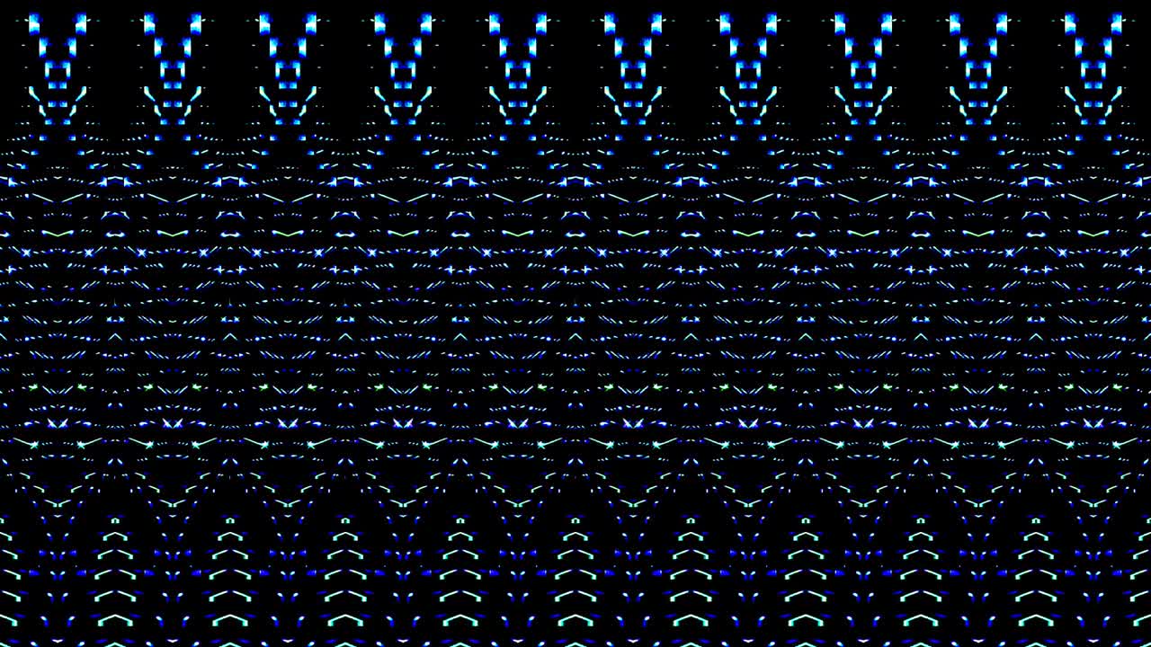 shining bright lines set blue wave motion, colorful, on black background