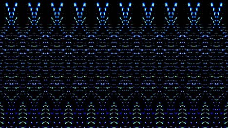 las líneas brillantes brillantes establecen un movimiento de onda azul, colorido, sobre un fondo negro