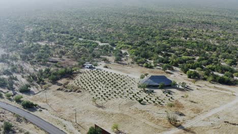toma aérea de una granja agrícola en un desierto en baja california, méxico