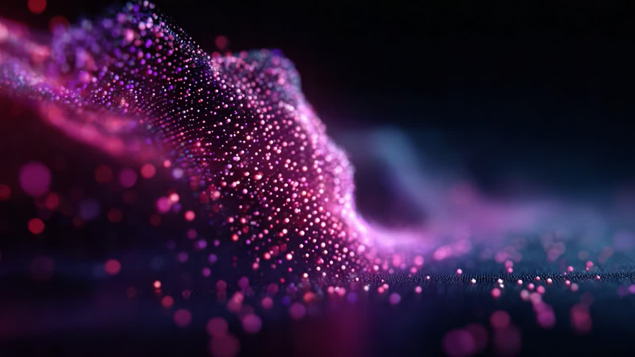 Captivating Waves of Light: A Mesmerizing Visualization of Vibrant Particles Forming Dynamic Patterns in a Dark Background