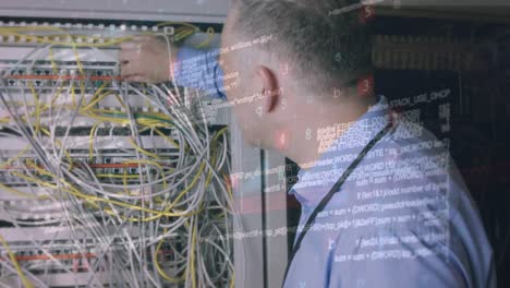 Digital-composite-of-a-man-doing-maintenance-in-a-server-room