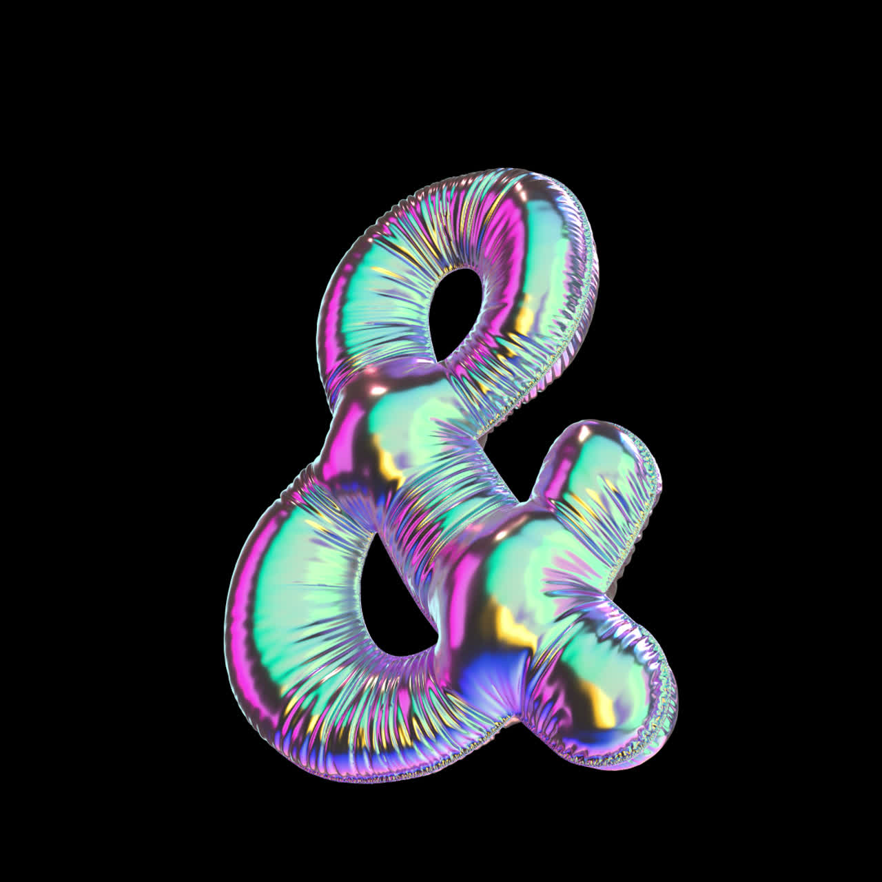 Simbolo ampersand olografico che ruota su sfondo nero
