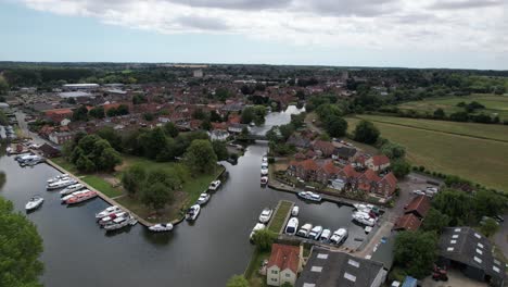 the quay beccles town in suffolk uk drone aerial view