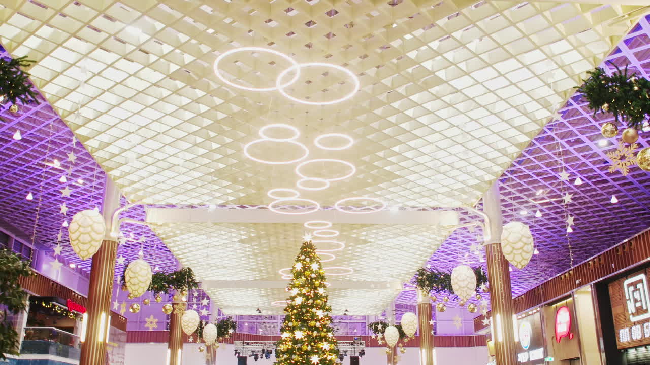 Christmas Decorated Shopping Mall Interior