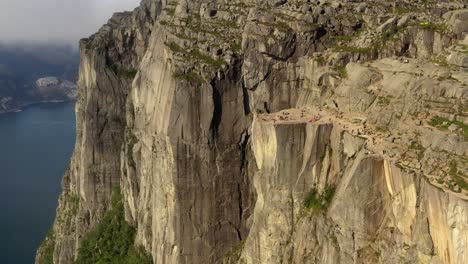 aerial footage pulpit rock preikestolen beautiful nature norway