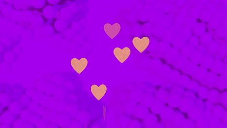 animation of hearts over shapes on purple background