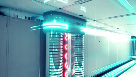 futuristic corridor with neon lights