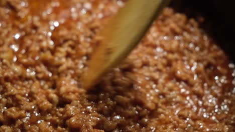 cooking minced meat with sauce