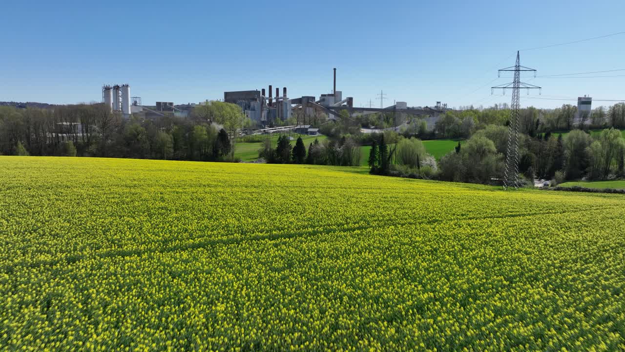 Open pit mining in Wulf rath, lime stone, raw material, digging excavating mining. Aerial drone view