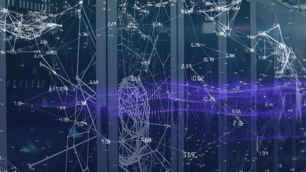 Animation of network of connections over server room