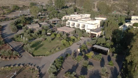 Pereh-Hotel,-luxury-mountain-resort,-Golan-Heights,-Israel,-aerial-drone-shot