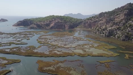 dalyan bogazi river estuary on turkish aegean sea coast, labyrinth