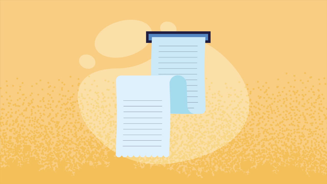 el papel de recibo, el documento comercial, la animación,