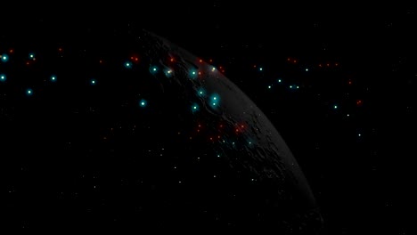 abstract glitter shiny sparks dust particles with moon background 3d rendering