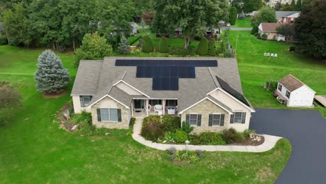 Quaint-family-home-in-USA-with-solar-panels-collecting-clean-energy