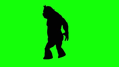 silueta de una bestia monstruosa criatura de fantasía parada inactiva en pantalla verde, vista lateral