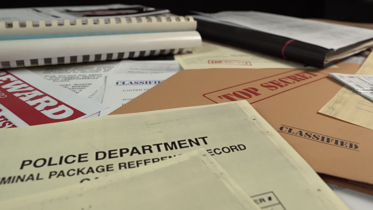 Desk Full of Top Secret Classified Documents, Federal Criminal Investigation