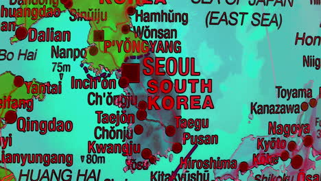 geographic map of east asia, focusing on korea, japan, and china