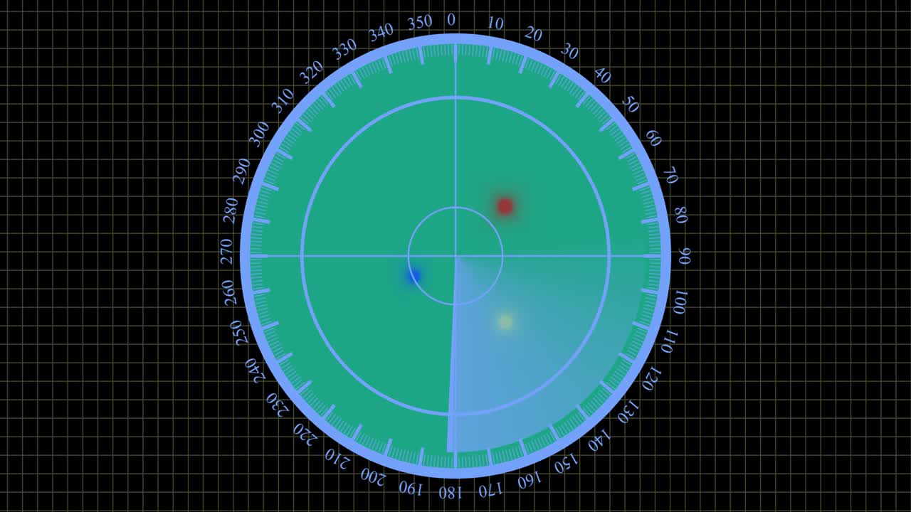 concepto de pantalla de radar. escáner de radar búsqueda de aviones y barcos enemigos. vista en 3d de escaneo de radar con resolución de 4k.
