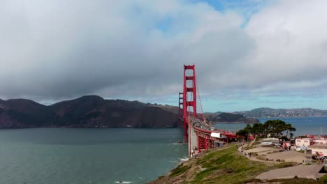 aerial: san francisco golden gate bridge. descending