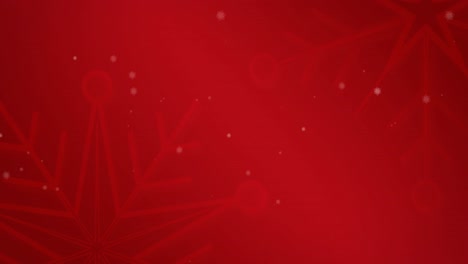 Animation-of-snowflakes-falling-on-red-background