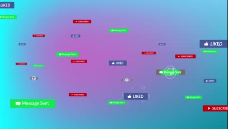 animation of icon and multiple texts in message boxes against gradient background