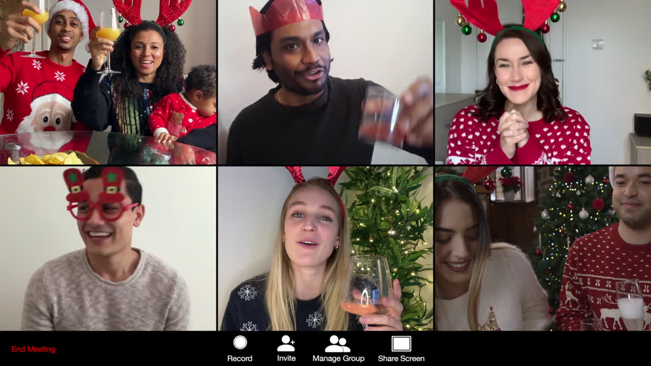 videollamada navideña de 6 vías