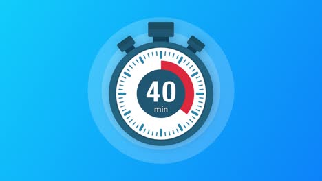 the 40 minutes, stopwatch icon. stopwatch icon in flat style, timer on on color background. motion graphics.