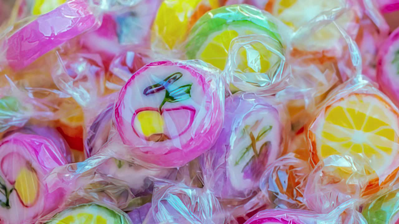 회전하는 과일 사탕 배경